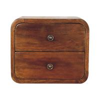 NACHTTISCH Mini Wandmontiert, 2 Schubladen, Braun - Messingfarben/Braun, Holz/Metall (30/25/25cm) - Artisan Furniture