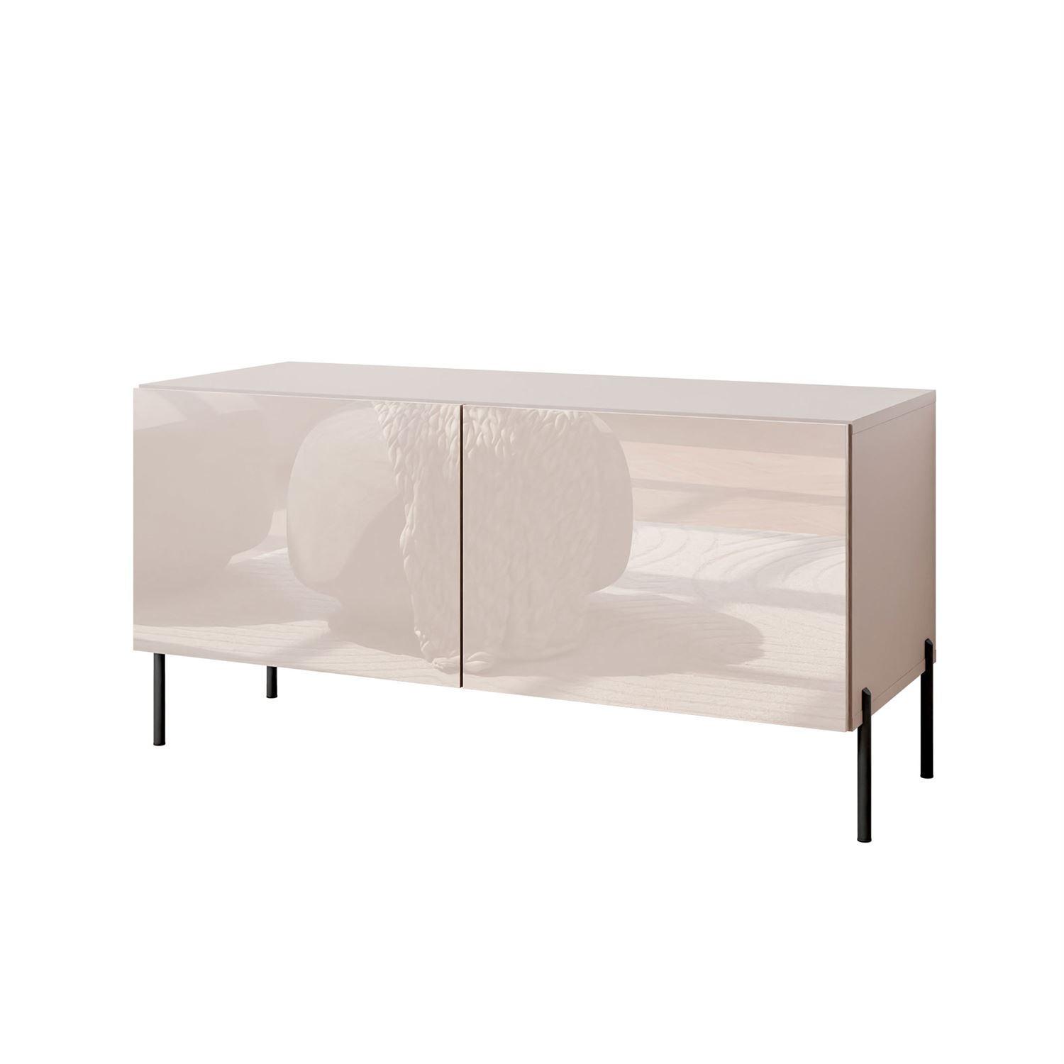 TV-SCHRANK COLGANTE 100 Kaschmir Hochglanz, mit LED, Gerade schwarze Füßen - Kaschmir/Schwarz, Holzwerkstoff (100/50/40cm) - Lookway