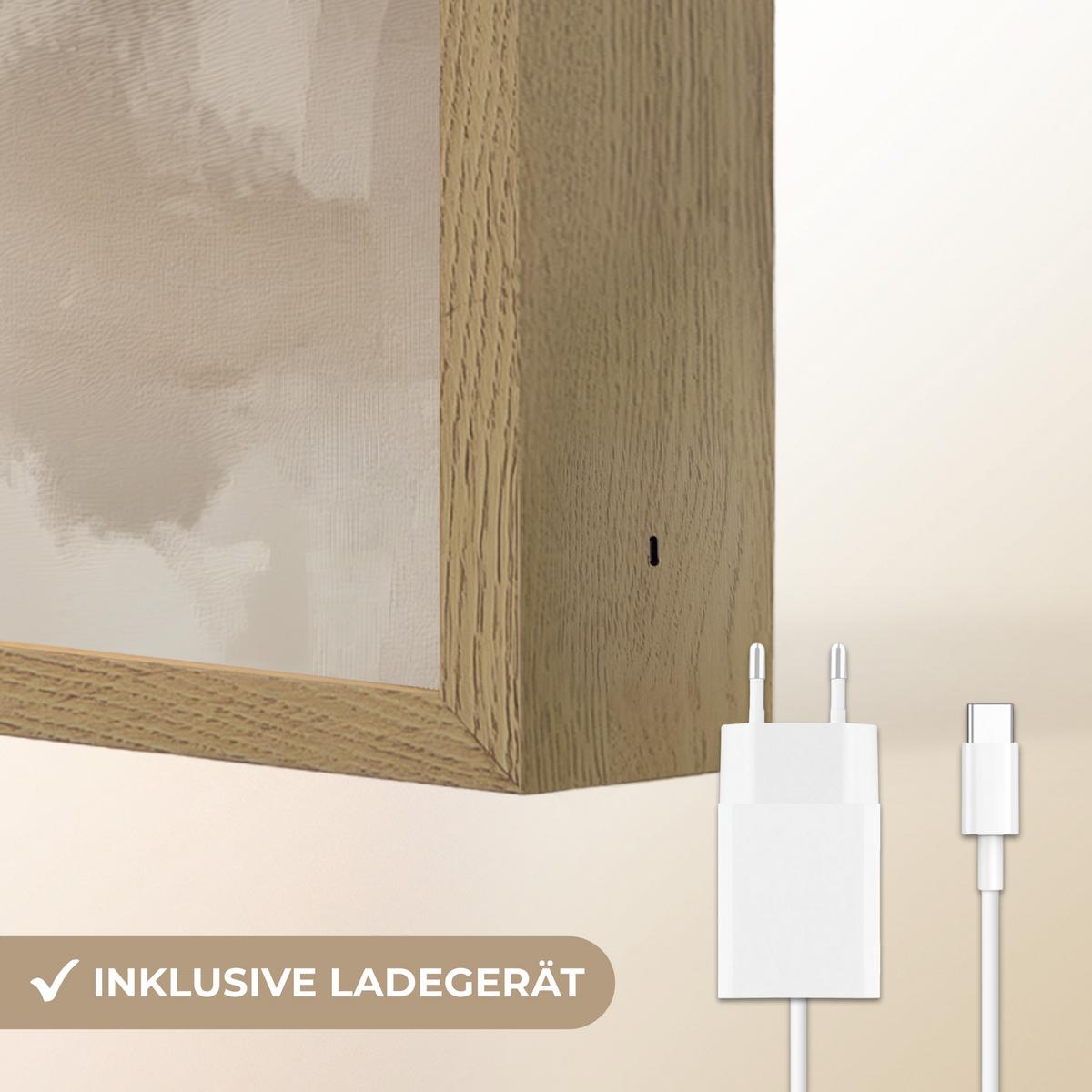 WANDLEUCHTE MIT AKKU Blume - Beige - Farbe - Schatten 40x60 cm - Beige, Holzwerkstoff (40/60/8cm) - OnlyWow