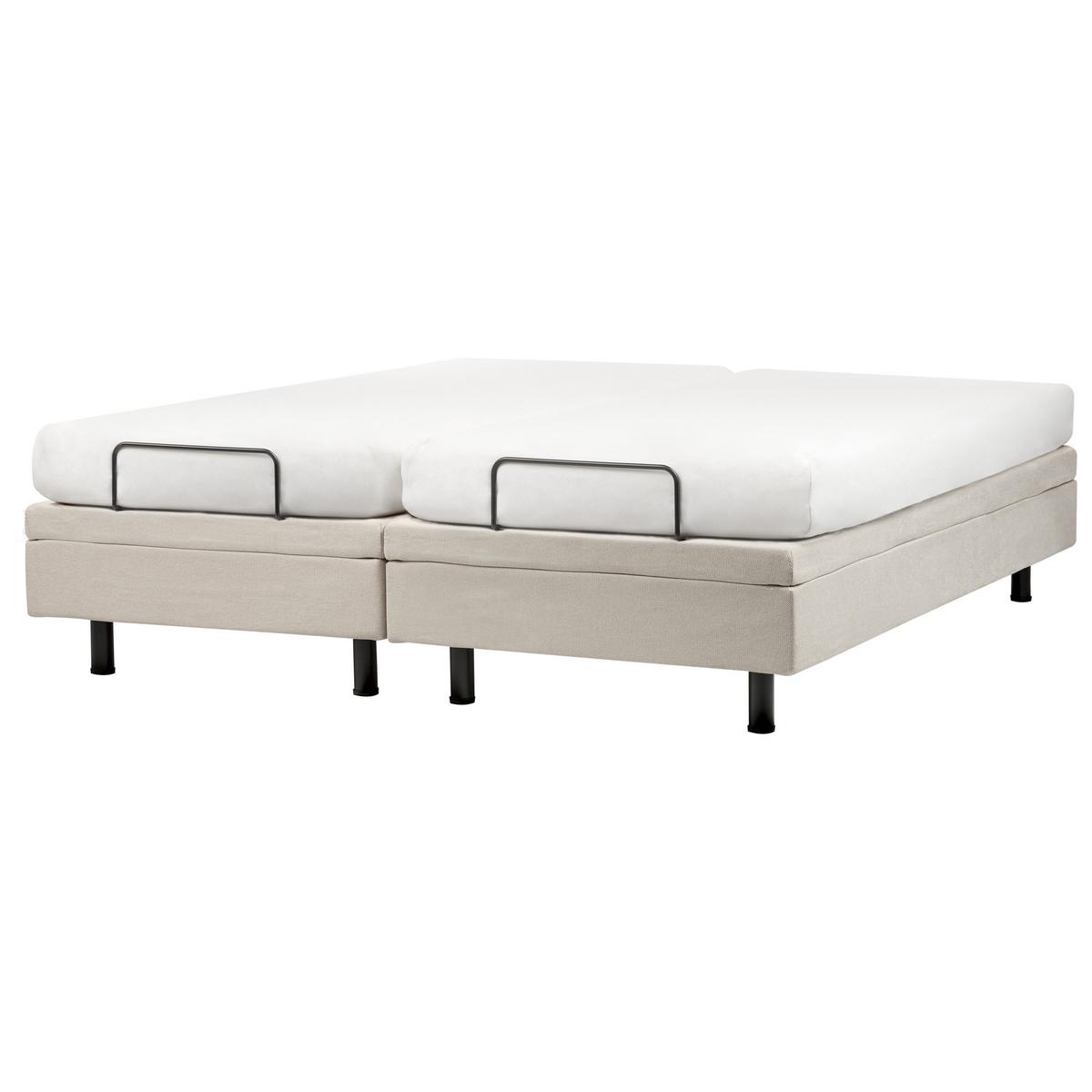 POLSTERBETT Verstellbar 180/200 cm Hellbeige Duke II - Beige/Schwarz, Textil (180/200cm) - Beliani