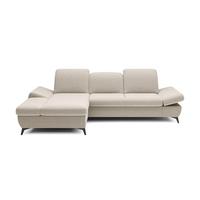 ECKSOFA FELICE L-S Creme Geflochtener Stoff mit Schlaffunktion - Creme, Holz (284/166cm) - MASSENO