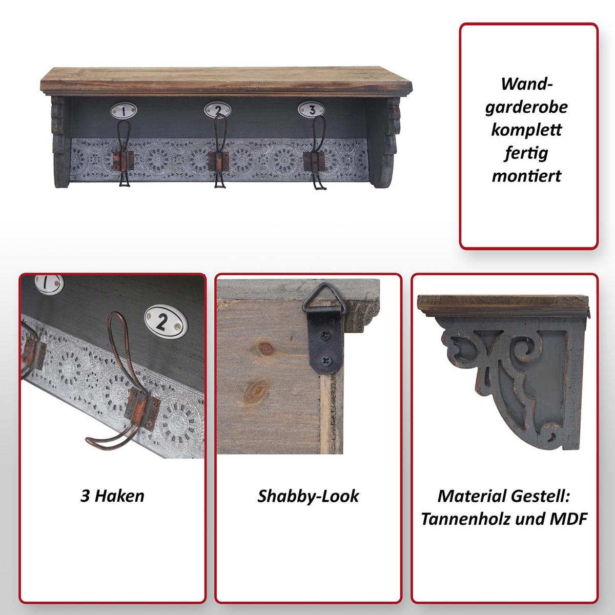 WANDGARDEROBE Grau - Grau, Holz (60/22/18cm) - MCW
