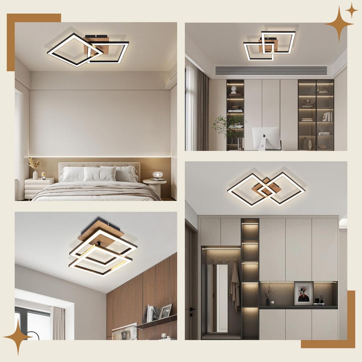 LED-DECKENLEUCHTE Frost 33.3/33/6.1 cm - Schwarz, Metall (33.3/33/6.1cm) - Nettlife