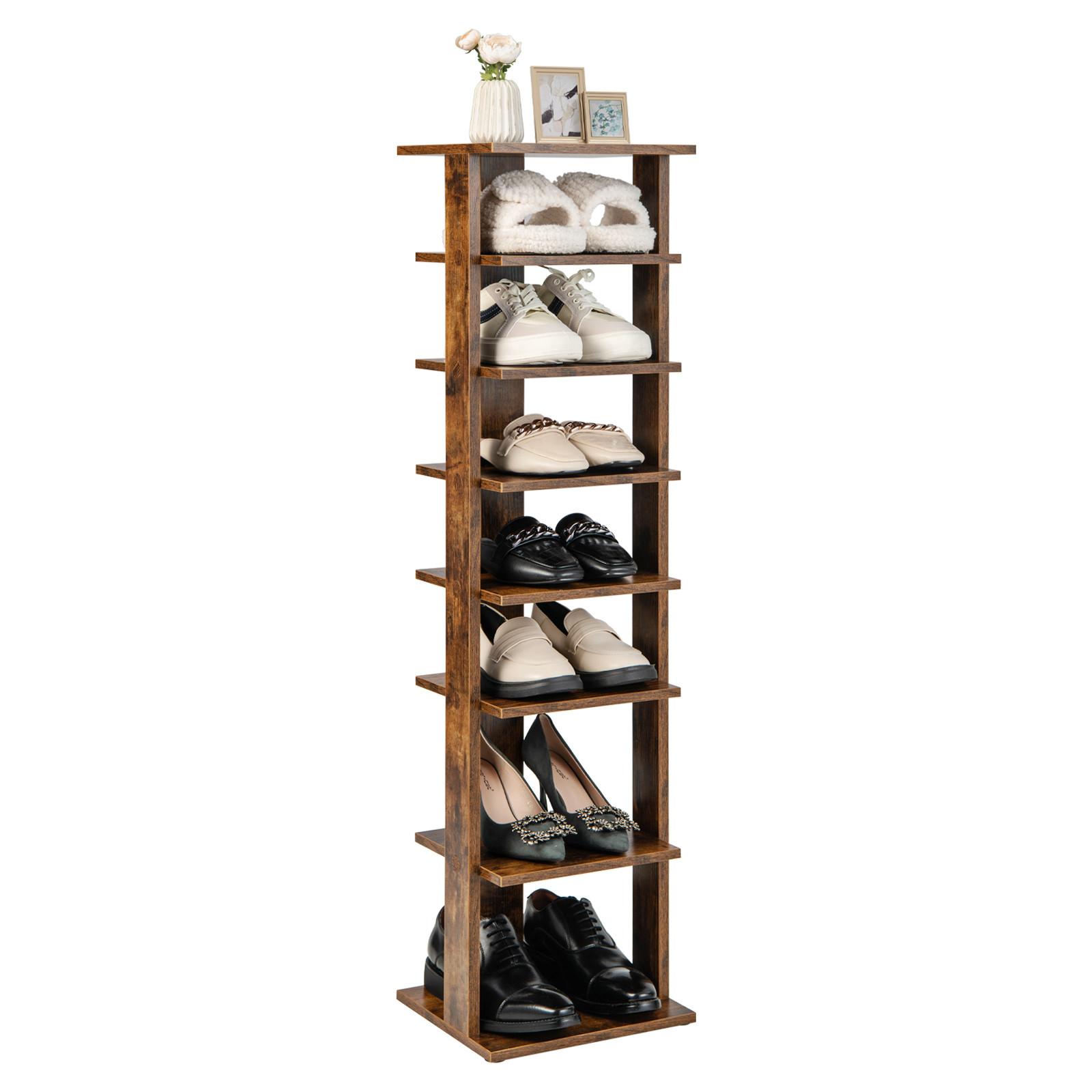 SCHUHSTÄNDER höheverstellbar Braun - Braun, Holz (28/110/27cm) - COSTWAY