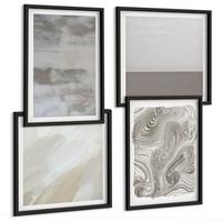 BILDER SET 4er Set - 50x50 cm & 40x60 cm Schwarzer Rahmen - Industriedesignstrukturen - Schwarz, Kunststoff (50/50cm) - TULUP