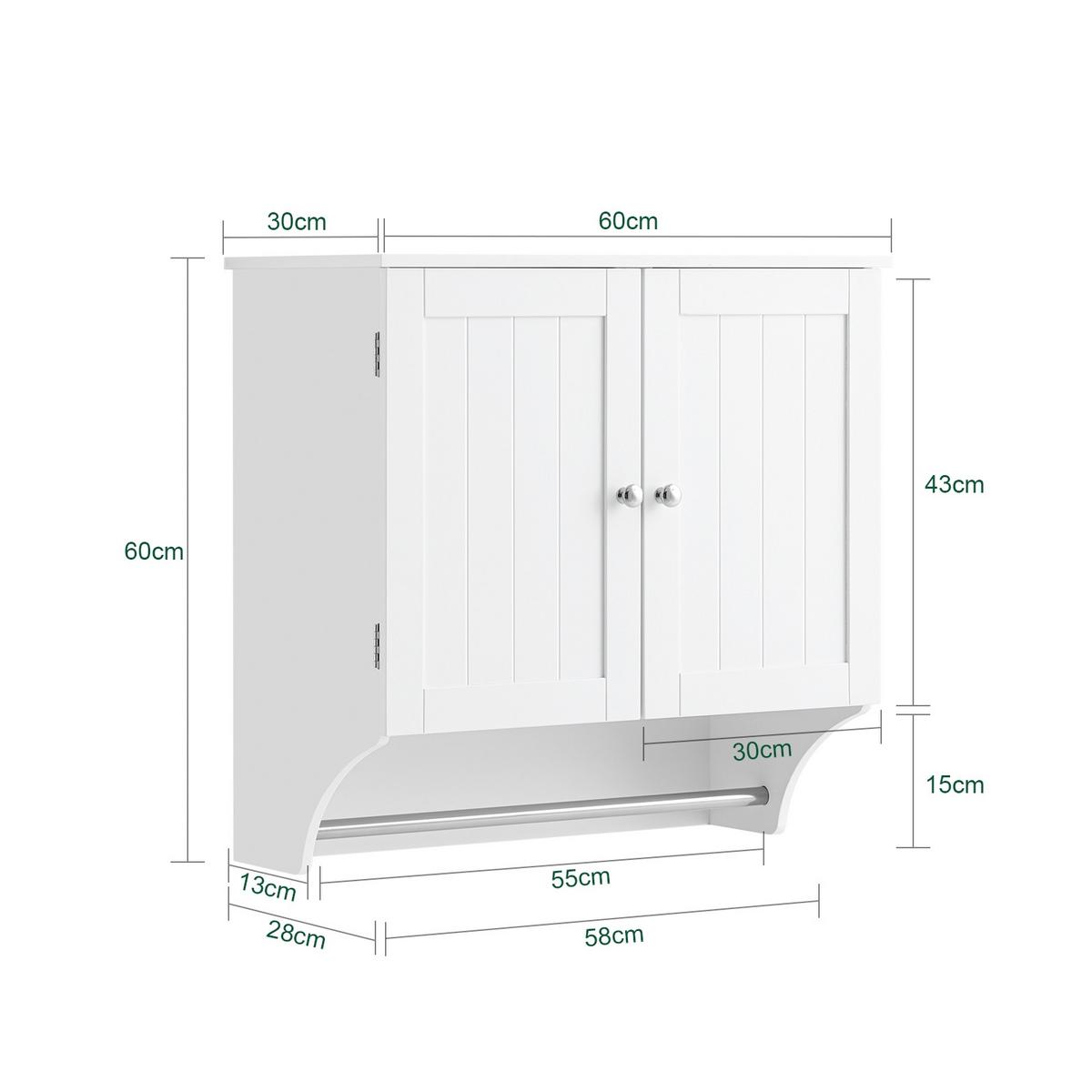 HÄNGESCHRANK Weiß - Weiß, Holzwerkstoff/Metall (60/60/30cm) - SoBuy