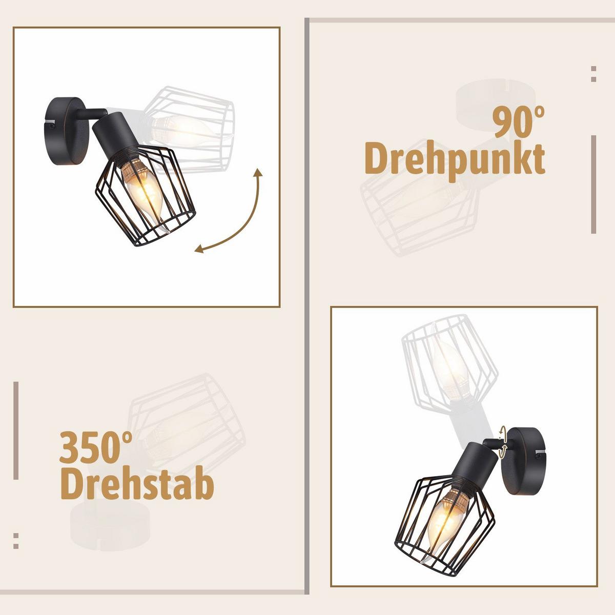 DECKENSTRAHLER Franziska 1-flammig 8/10/10 cm - Schwarz, Metall (8/10/10cm) - Nettlife
