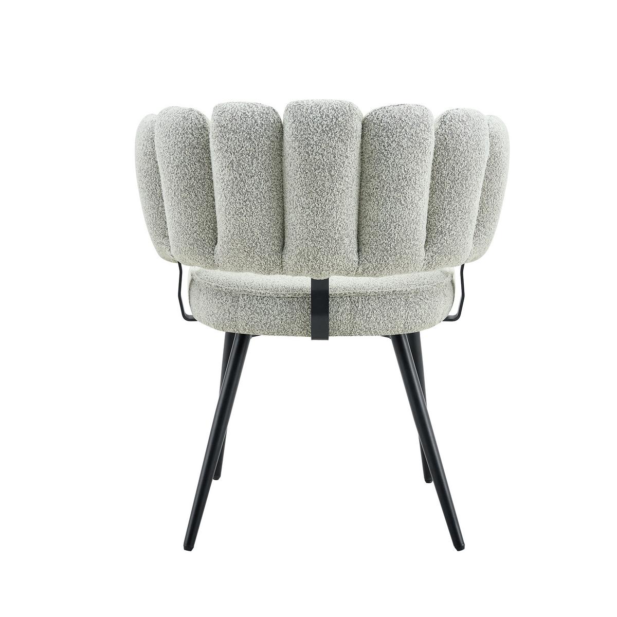 ESSZIMMERSTÜHLE 2er Set Samt Hellgrau Blüten-Rückenlehne & Metallbeine Schwarz - Hellgrau, Textil (60/80/48cm) - Urban Meuble