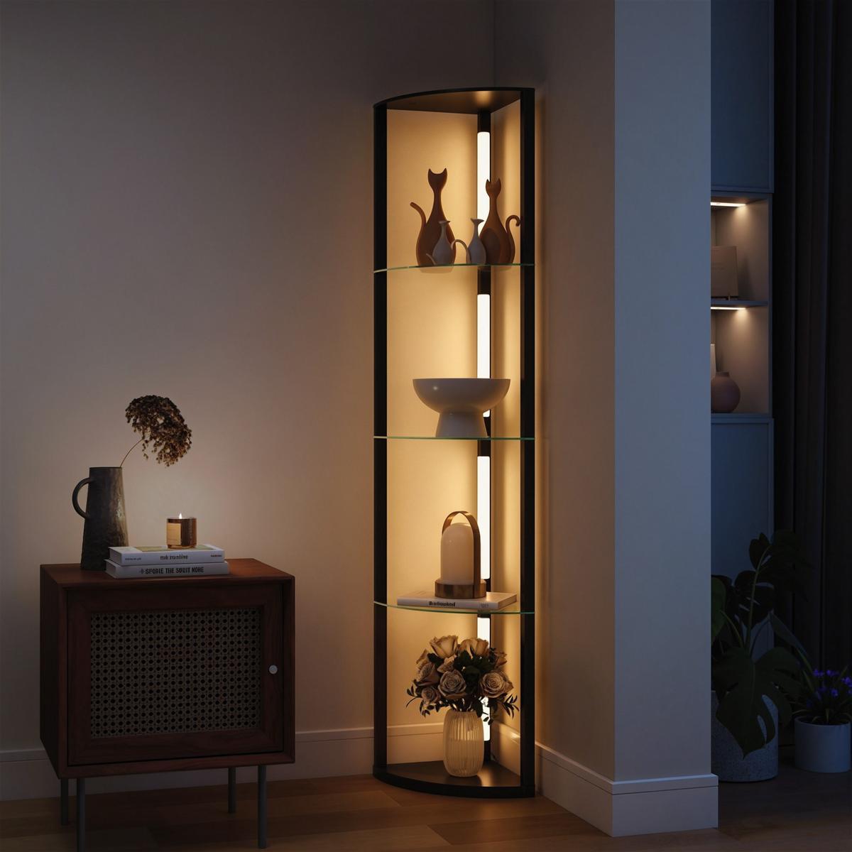 STEHLAMPE MDF Glas Schwarz - Schwarz, Holzwerkstoff (41.5/29.5/162cm) - HOMCOM