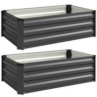 HOCHBEET 2er-Set für Terrasse, Balkon, verzinkter Stahl, Dunkelgrau, 100 x 60 x 30 cm - Dunkelgrau, Metall (60/30/100cm) - Outsunny