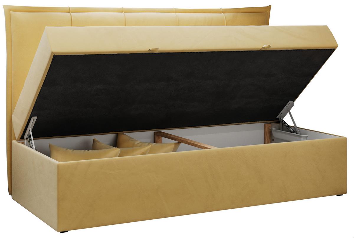 BOXBETT BANCO 90/200 Gelb Velvet - H3 - Gelb, Holz/Textil (90/200cm) - MKS