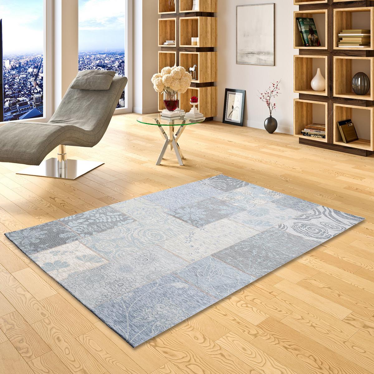 LUXUS VINTAGE DESIGNERTEPPICH PATCHWORK - Grau, Textil (60/90cm) - Pergamon