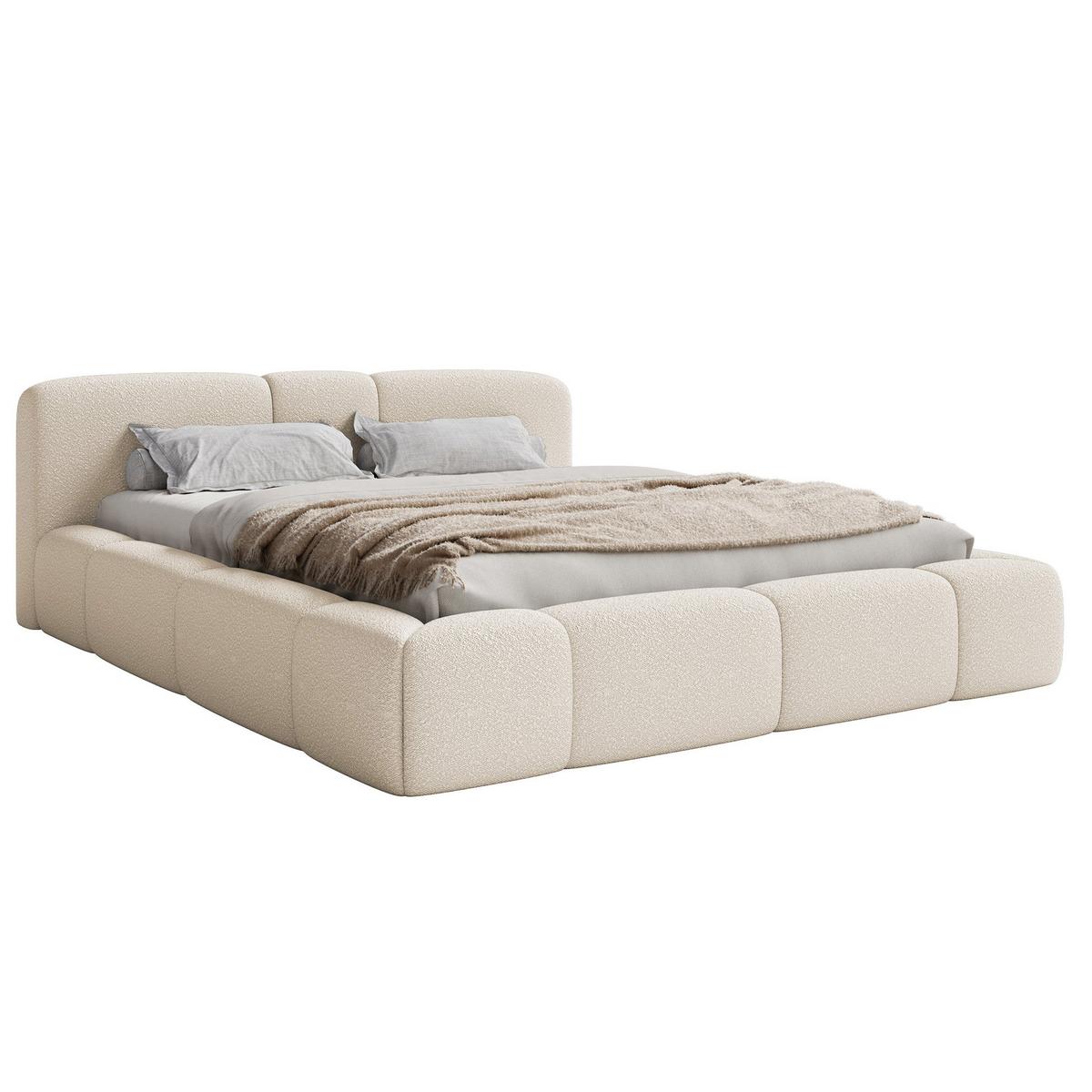 POLSTERBETT Bowia, Hellbeige Bouclé, 200x200 cm - Ecru/Schwarz, Textil (200/200cm) - Selsey