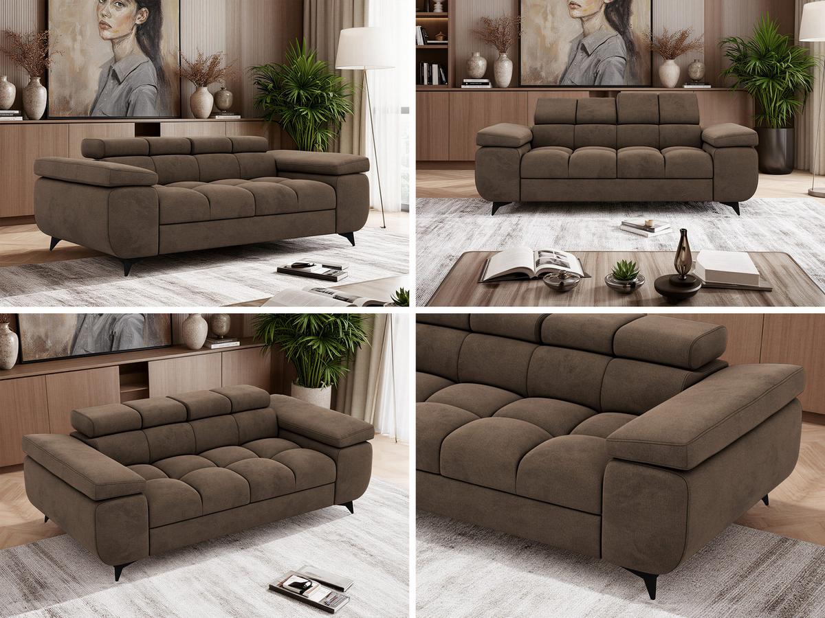 2-SITZER SOFA NIDELLO - Braun Velvet - Schwarz/Braun, Textil/Metall (194/70/97cm) - MKS