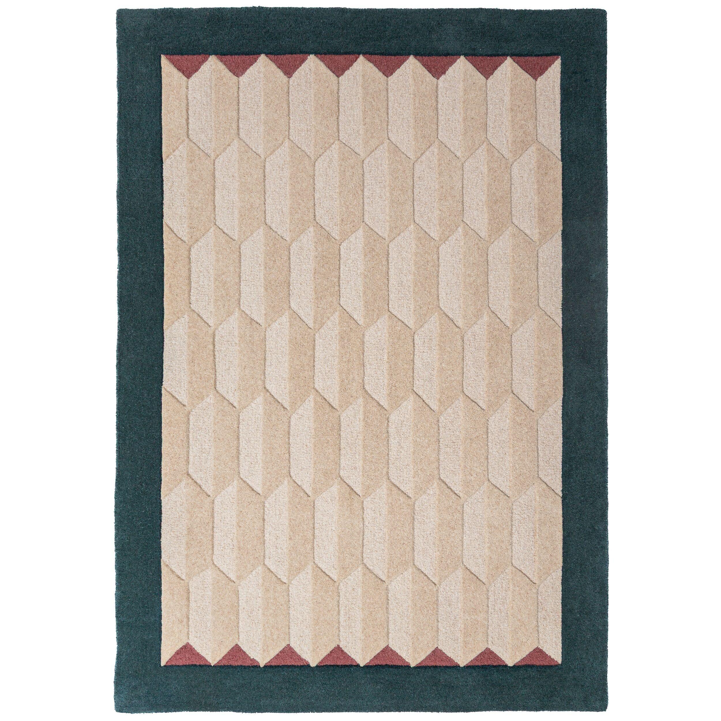 WOLLTEPPICH handgetuftet DARENT, Wabenmuster, Petrol, 160 x 230 cm - Türkis, Textil (160/230cm) - KADIMA DESIGN