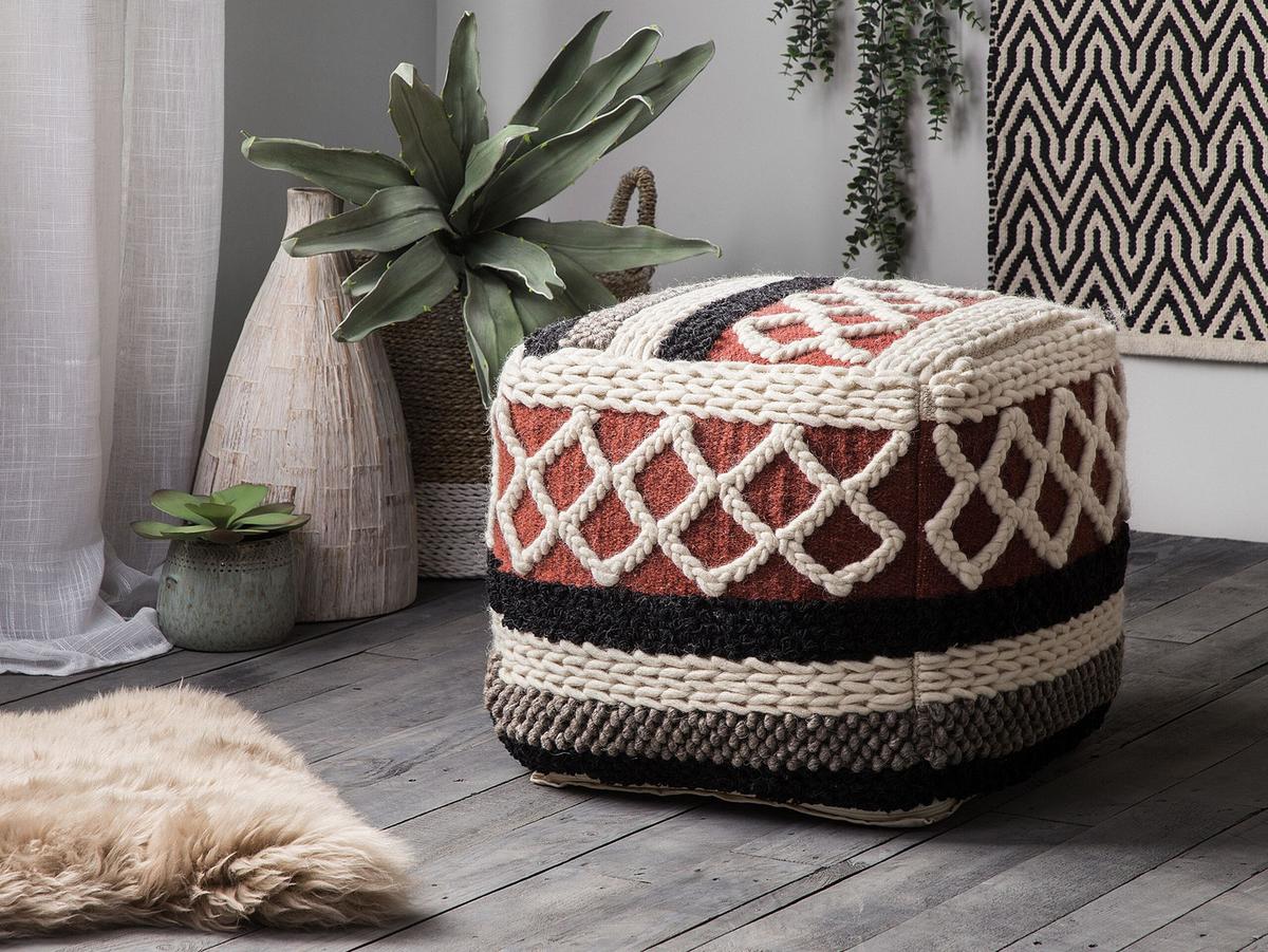 POUF Sagar 48/48/42 cm - Multicolor, Naturmaterialien/Textil (48/42/48cm) - Beliani