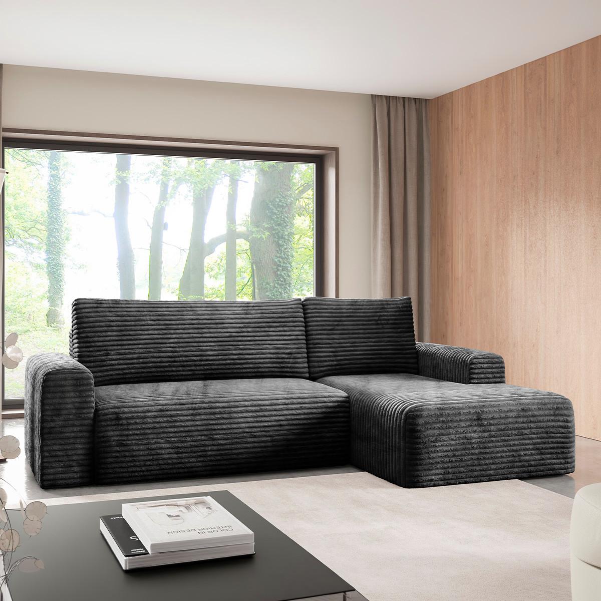 ECKSOFA Romeo 3 Sitzplätze Schwarz - Schwarz, Holz (268/163cm) - Petits-meubles