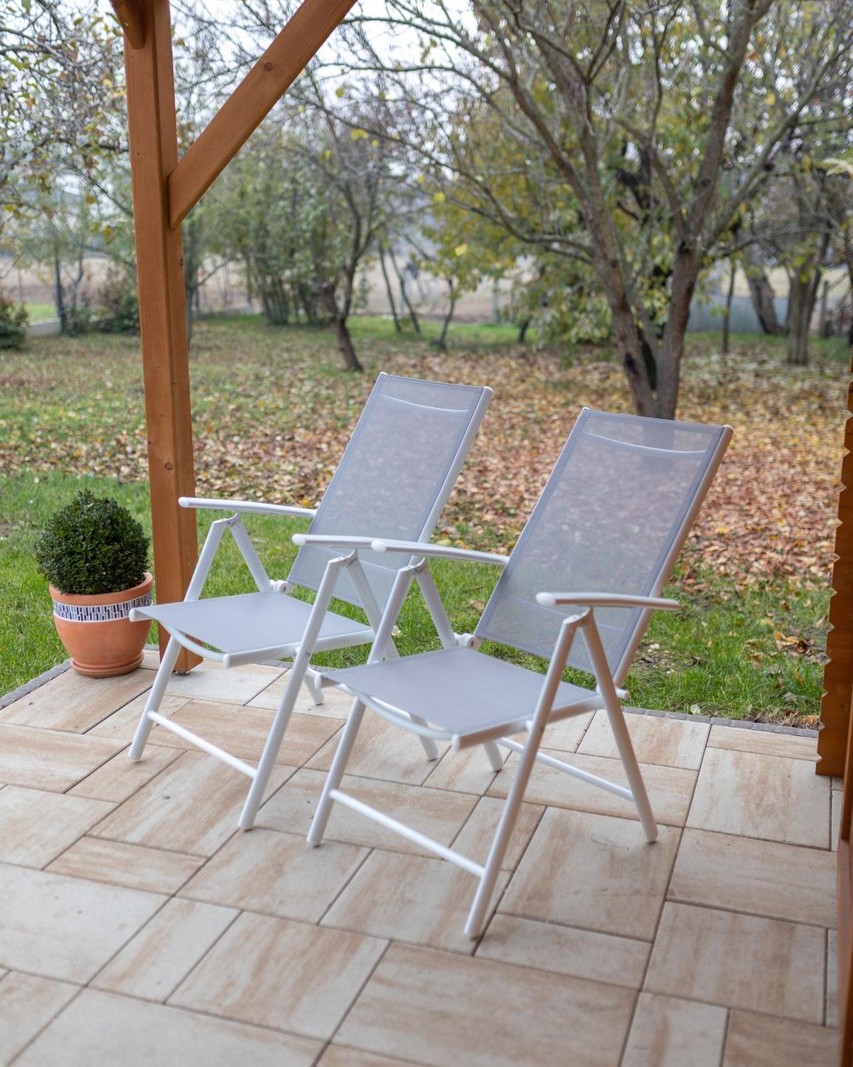 GARTENSTUHL 6er-Set Aluminium hellgrau Catania - Hellgrau, Metall (54/103/65cm) - Beliani