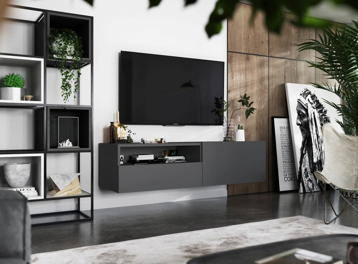 TV-SCHRANK Enjoy Grau matt Schublade 120 cm - Grau, Holzwerkstoff (120/30/35cm) - Meble Lindner