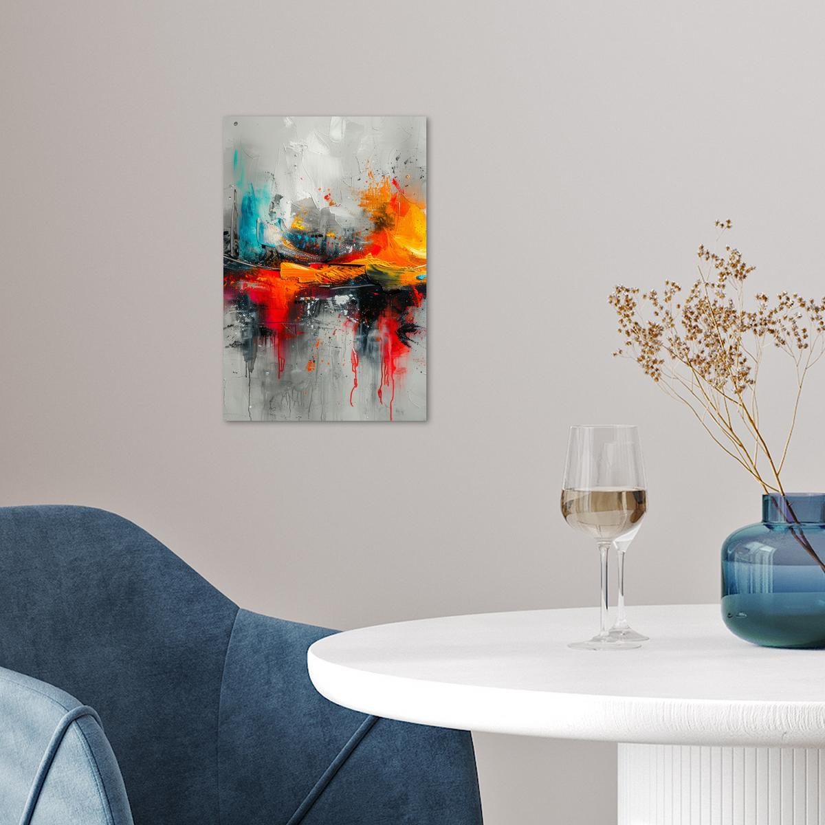 POSTER Moderne Kunst - Orange - Grau - Abstrakt Room Decor 20x30 cm - Hellgrau, Papier (20/30/0.1cm) - MuchoWow