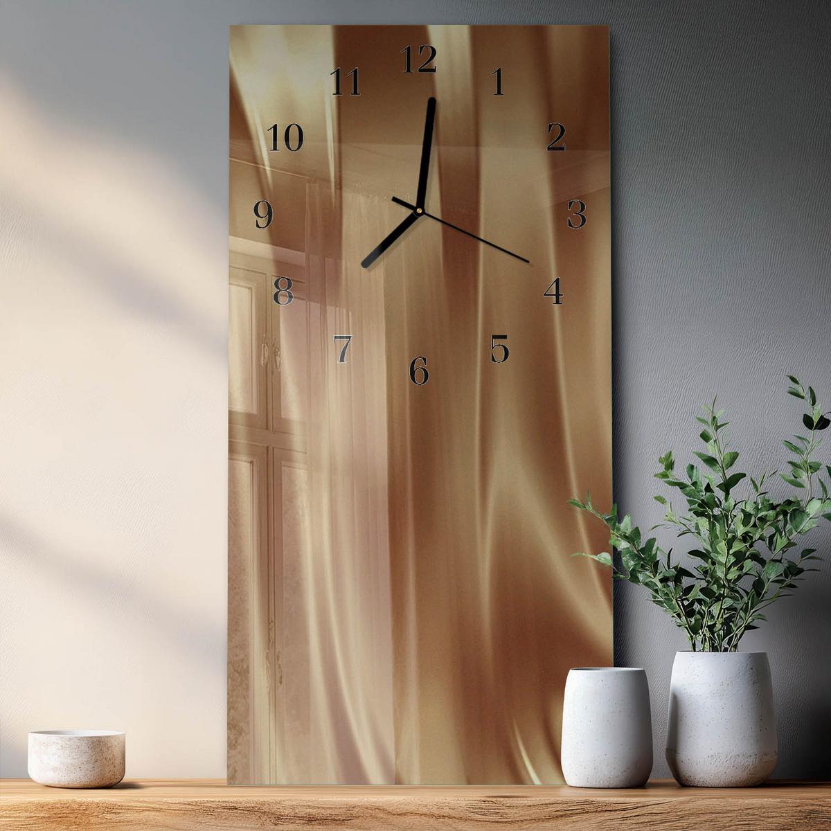 WANDUHR aus Glas 30x60 cm - Samt - Goldfarben, Glas (30/60/0.4cm) - TULUP