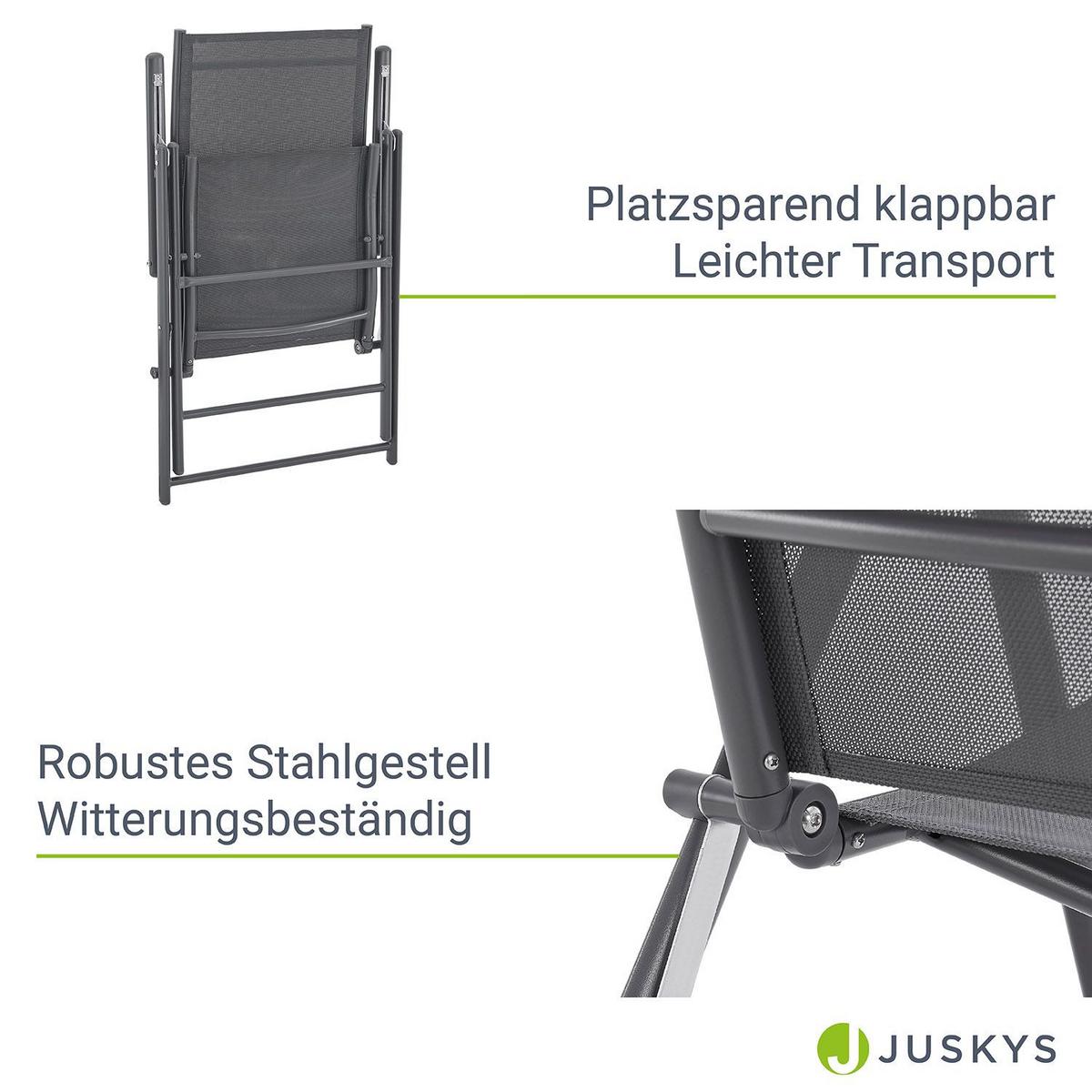 GARTENSTUHL Calena Anthrazit klappbar (2er Set) - Anthrazit, Metall (57/105/68cm) - Juskys