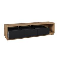 TV-MÖBEL Asten Schwarz und Holz - Schwarz, Holzwerkstoff (200/50/45cm) - Petits-meubles