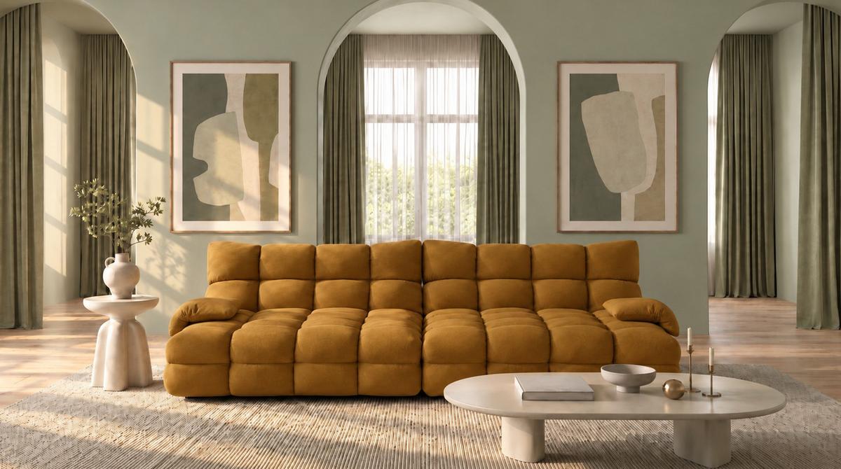 BIG SOFA AMIA Braun Velvet - Schwarz/Braun, Kunststoff/Textil (290/86/178cm) - KAWOLA