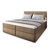 BOXBETT PELLIO 200x200 cm mit Matratze und Topper, H2+H3 - Beige - Beige, Holz (200/200cm) - MASSENO