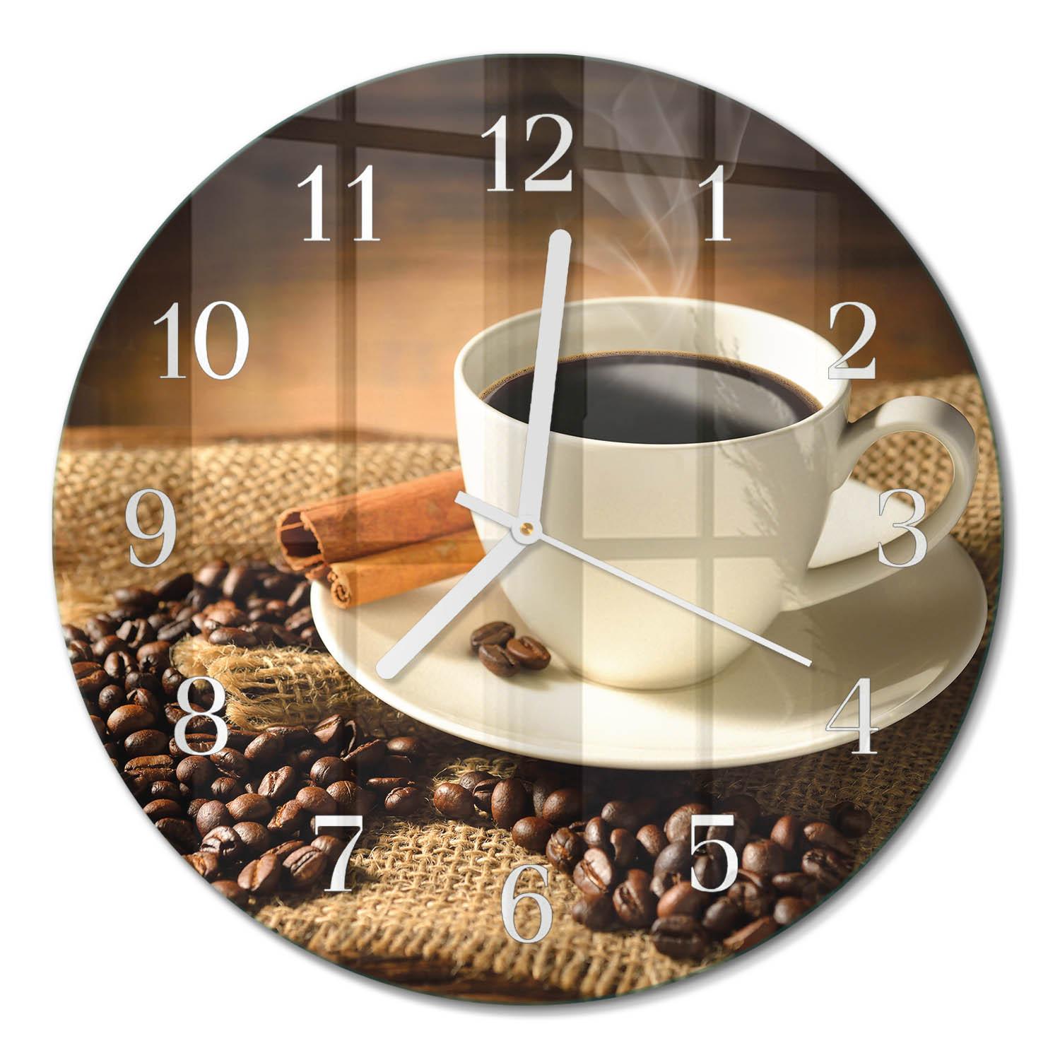 WANDUHR aus Glas Ø30 cm - Kaffee - Braun, Glas (30/30/0.4cm) - TULUP