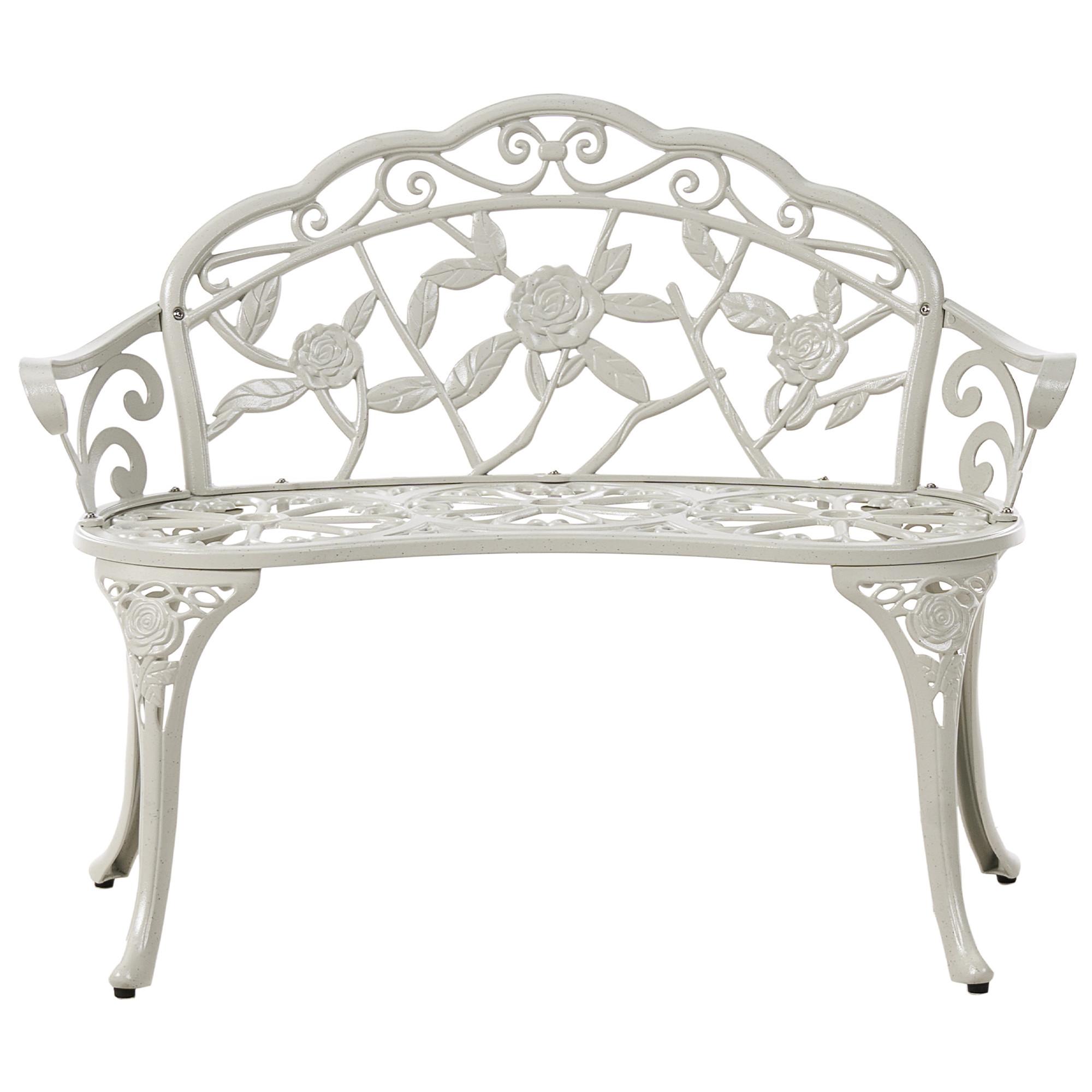 GARTENBANK Weiß Piura - Weiß, Metall (88/80/49cm) - Beliani