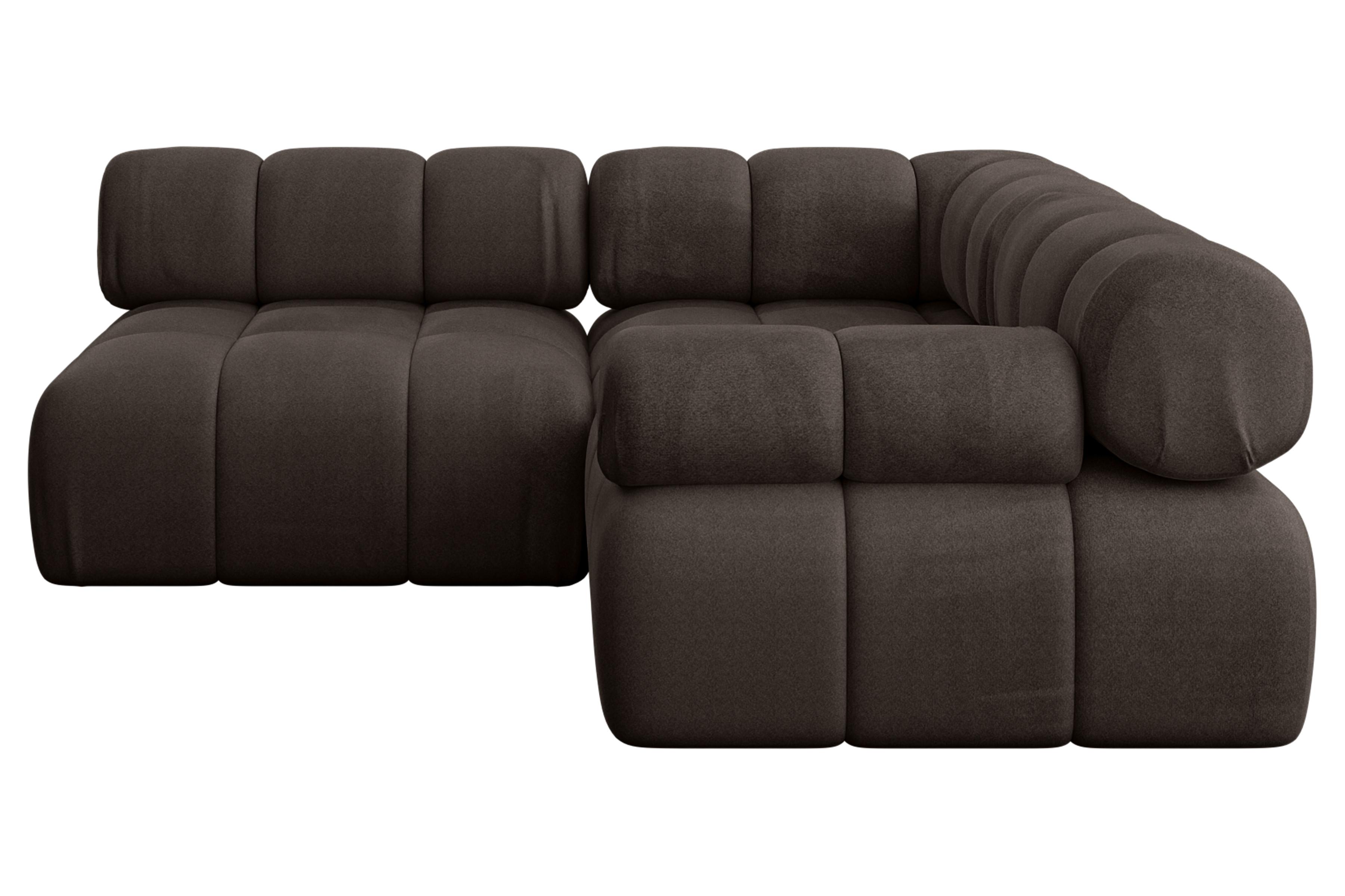 ECKSOFA modulares Sofa Mende-L1 - 190x190x70 cm Braun Velours - Braun, Holzwerkstoff/Textil (190/190cm) - ALTDECOR