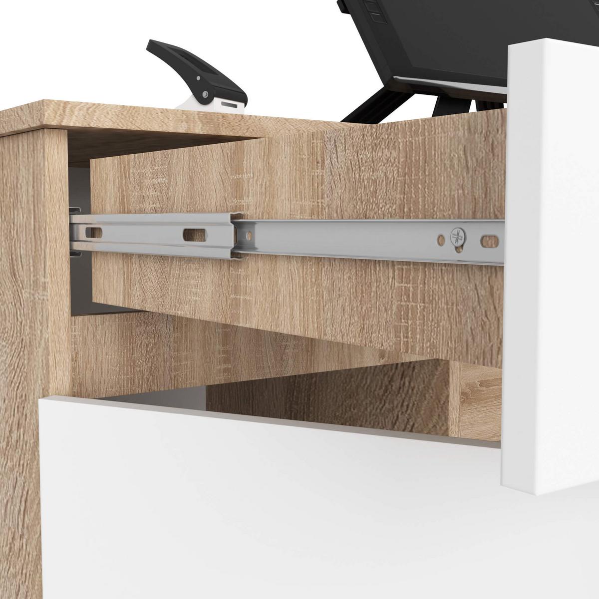 SCHREIBTISCH Eiche Sonoma, Weiß 77/135/50 - Weiß/Sonoma Eiche, Holzwerkstoff (90/50/77cm) - RAUMHIRSCH FURNITURE