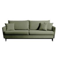 3-SITZER SCHLAFSOFA Volio Samt Olivgrün - Schwarz/Olivgrün, Textil/Metall (221/90/100cm) - Selsey