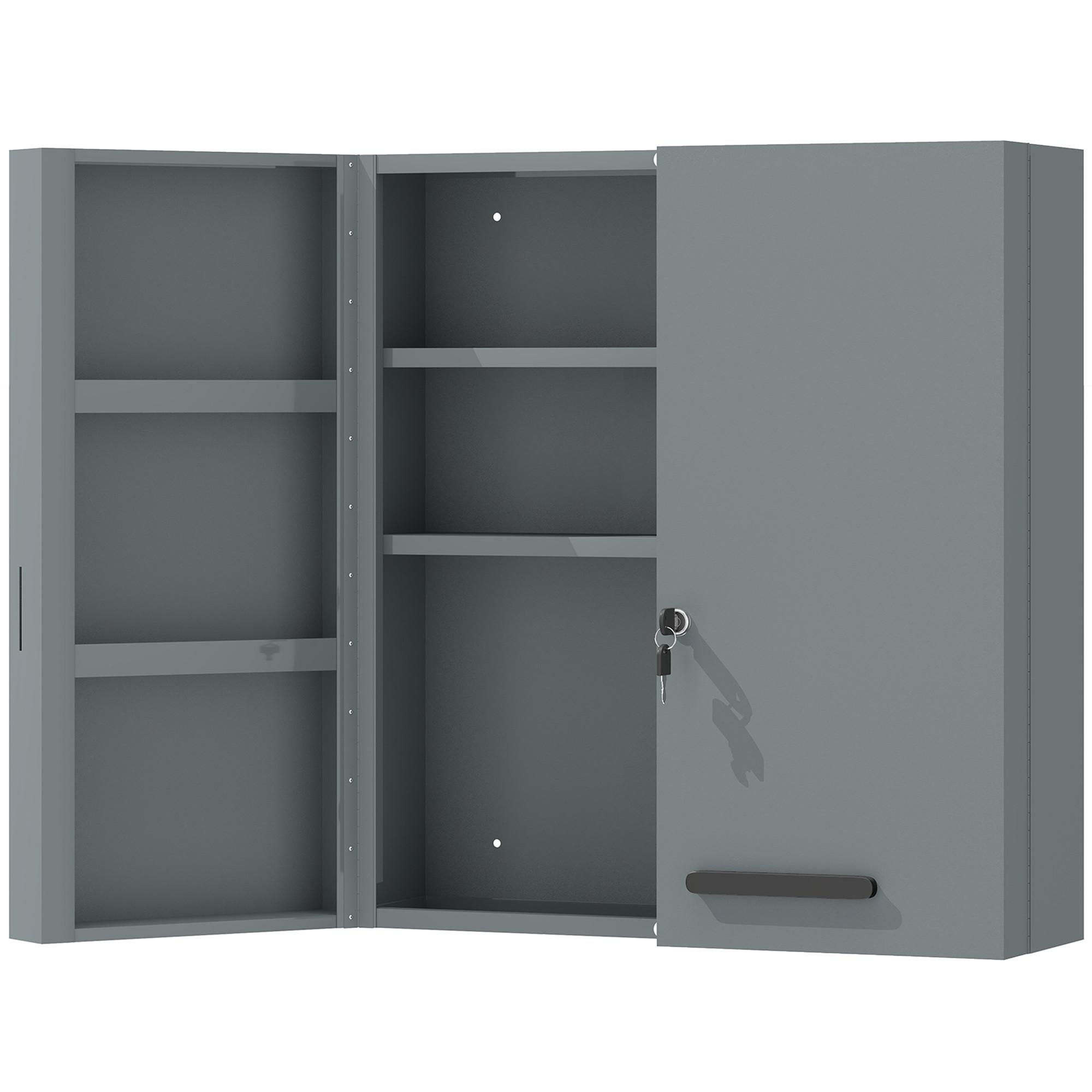 MEDIZINSCHRANK Kaltgewalzter Stahl Kohlegrau - Dunkelgrau/Schwarz, Metall (18/60/55cm) - Kleankin