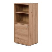 REGAL Eiche Artisan 46 x 97 cm, Standregal mit 4 Fächern - Silberfarben/Eiche Artisan, Holzwerkstoff/Kunststoff (46/96.5/33.5cm) - Furn.Design