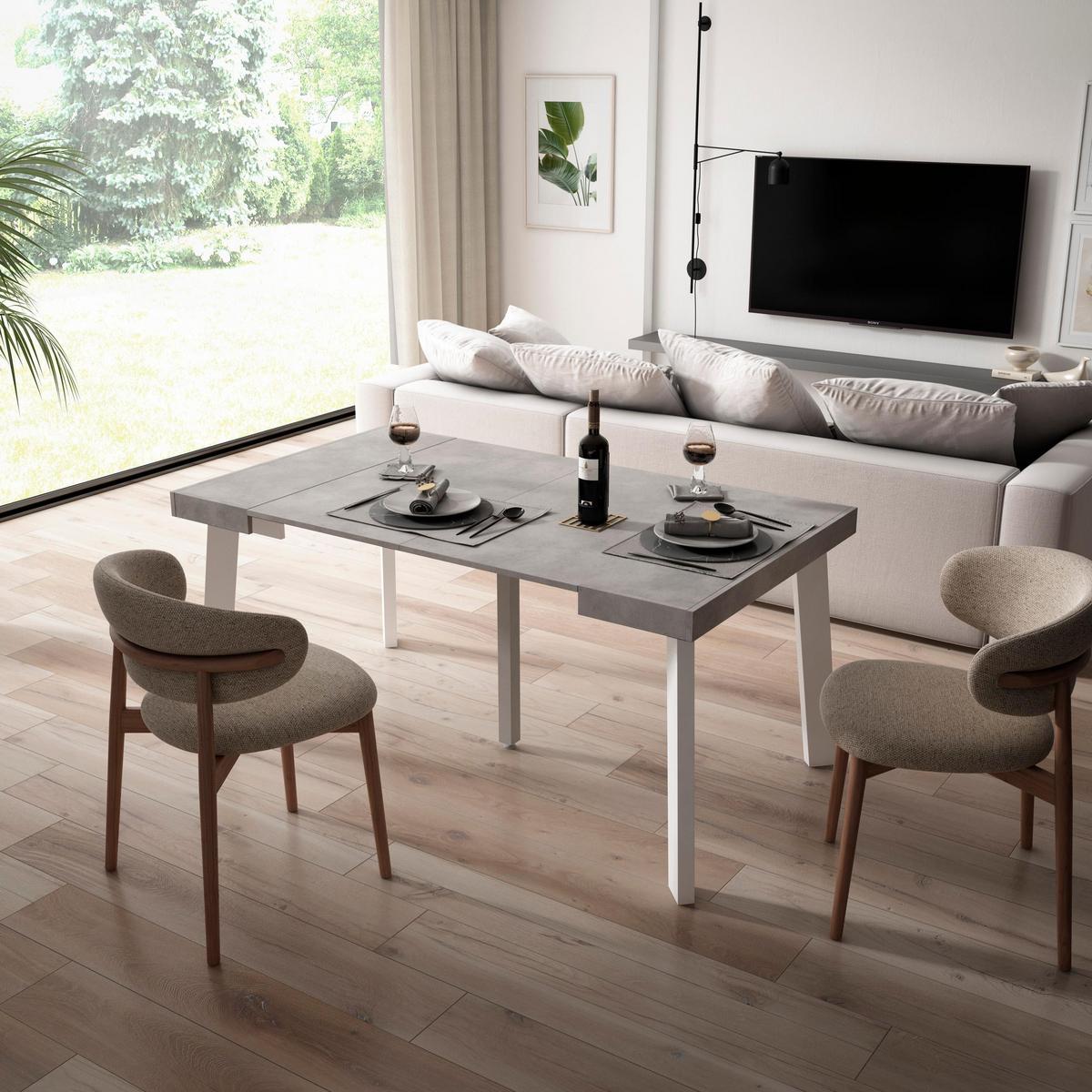 KONSOLENTISCH ausziehbar 58 bis 160cm, für 8 Gäste, zementgrau, 90/58/73cm - Grau, Holzwerkstoff (90/160/73cm) - Skraut Home