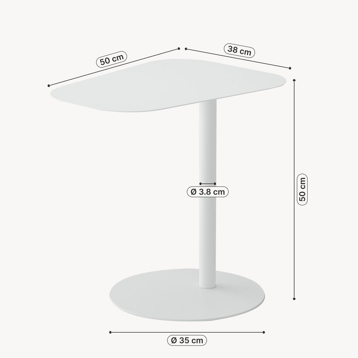 BEISTELLTISCH Nastätten - Weiß, Metall (38/50/50cm) - [en.casa]