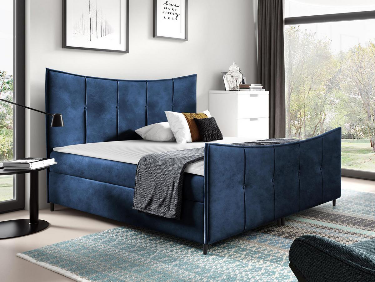BOXBETT Bergamo Lux - H3 - Blau, Holz (160/200cm) - MIRJAN24
