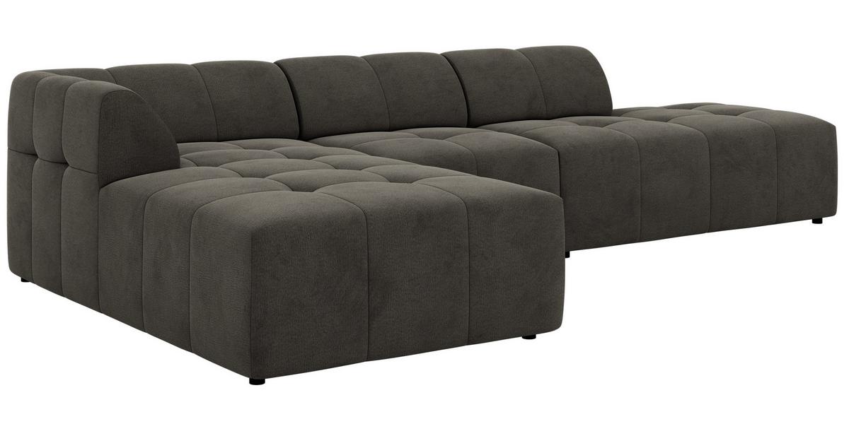 ECKSOFA GRIDA 3M L Dunkelgrau Velvet - Links - Dunkelgrau/Schwarz, Kunststoff/Textil (335/176cm) - MKS