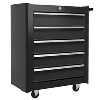 WERKSTATTWAGEN leer Werkzeugwagen abschließbar mit 5 Schubladen Schwarz - Schwarz, Metall (33/75/61.6cm) - HOMCOM