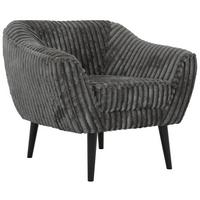 SESSEL PIRS - Grau Cord - Schwarze Beine - Schwarz/Grau, Holzwerkstoff/Textil (80/75/74cm) - MKS