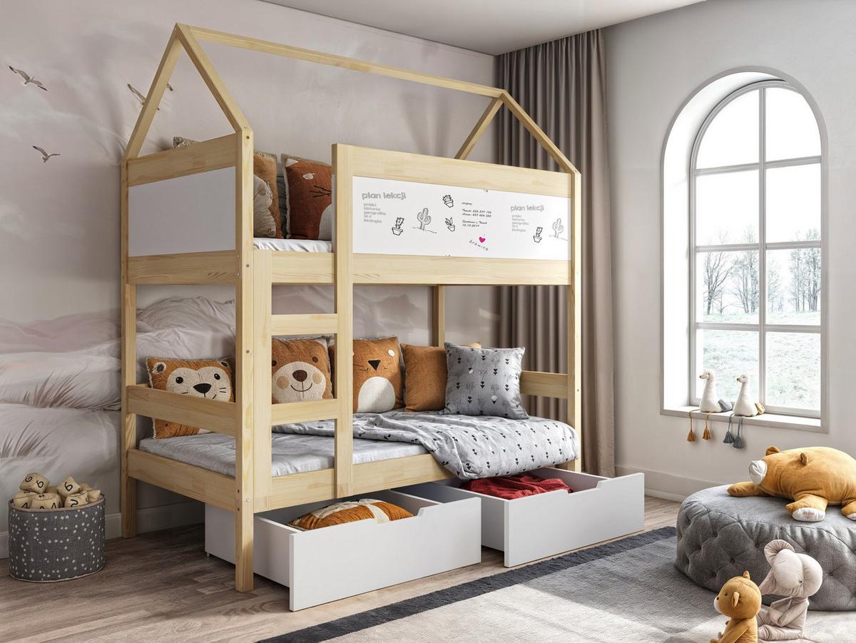 ETAGENBETT TAMI mit Bettkasten 80x160 cm Kieferfarben - Weiß/Kieferfarben, Holz (80/160cm) - MASSENO
