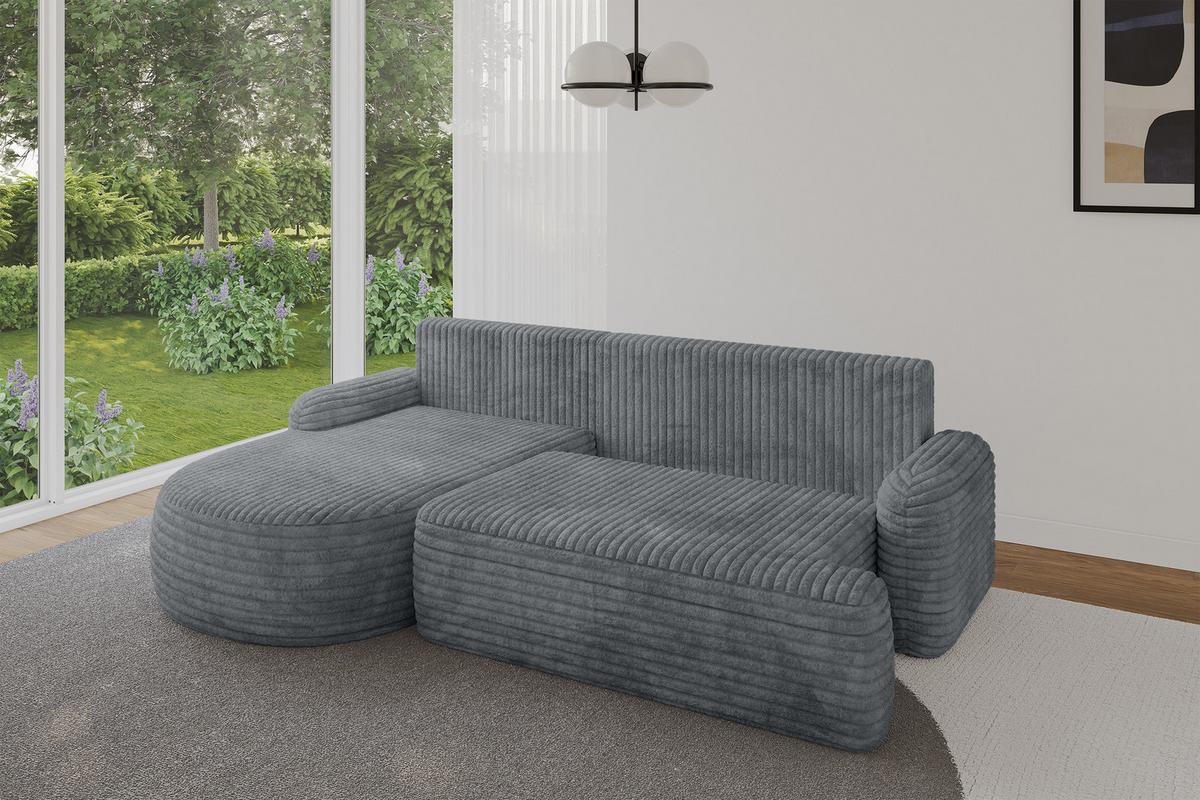 ECKSOFA mit Schlaffunktion und Bettkasten LIRA-L - 264x172x89 Dunkelgrau - Dunkelgrau, Holzwerkstoff/Textil (264/172cm) - ALTDECOR