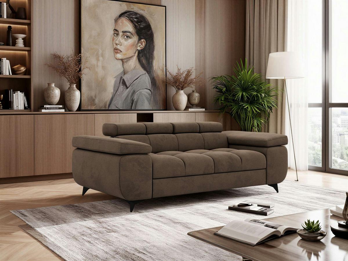 2-SITZER SOFA NIDELLO - Braun Velvet - Schwarz/Braun, Textil/Metall (194/70/97cm) - MKS