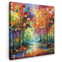 LEINWANDBILD Landschaft - Wald - Farben - Natur Deko Groß 90x90 cm - Multicolor, Textil (90/90cm) - MuchoWow