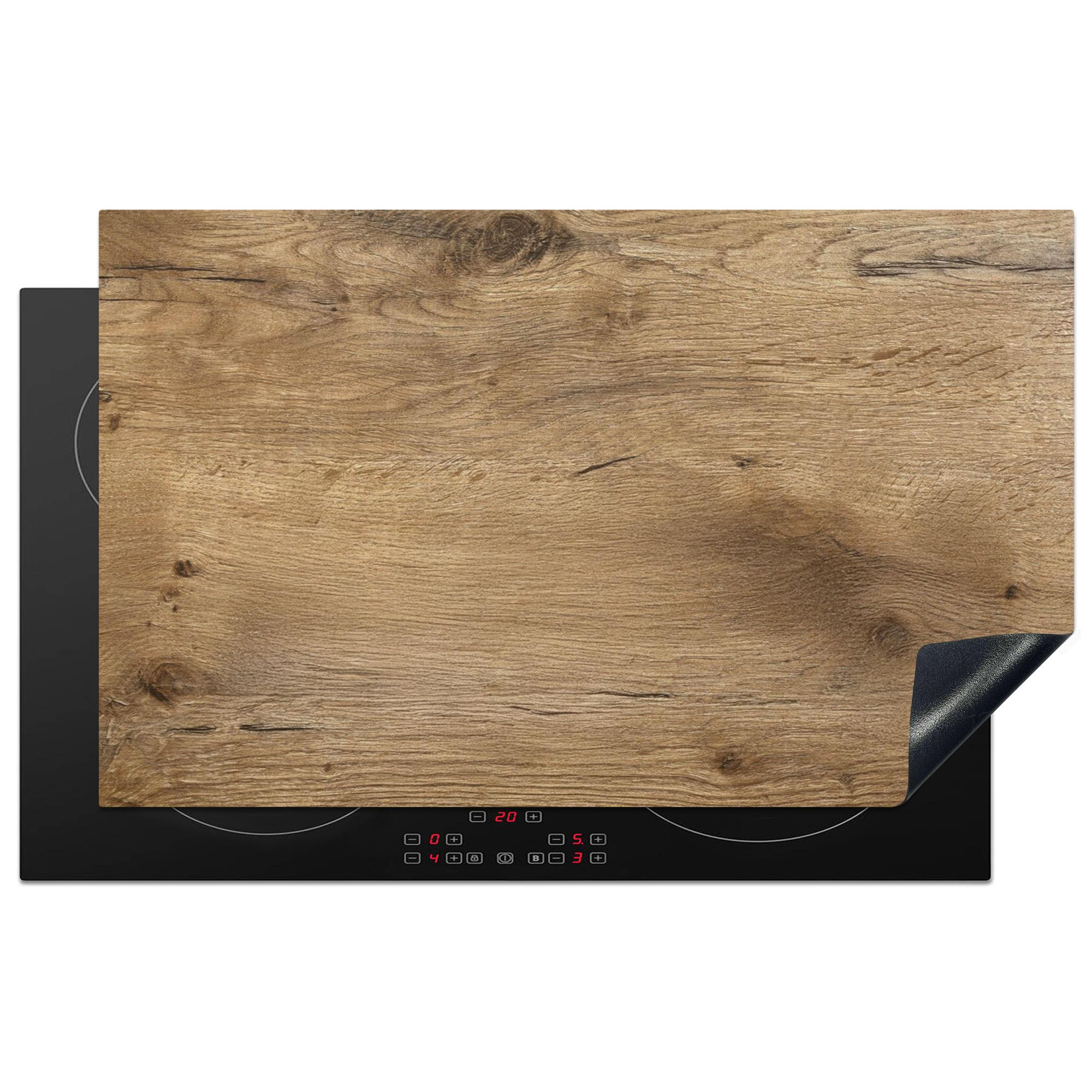 HERDABDECKPLATTE Holz - Braun - Holzoptik Induktionsmatte 83x51 cm - Eichefarben, Kunststoff (83/51.5/0.2cm) - MuchoWow