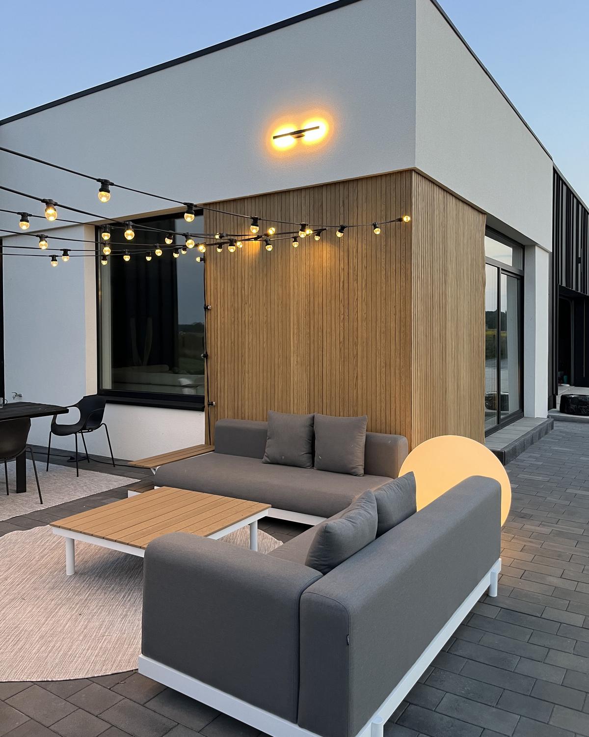 LOUNGE SET 5-Sitzer Aluminium weiß Auflagen grau Missanello - Weiß/Grau, Textil - Beliani