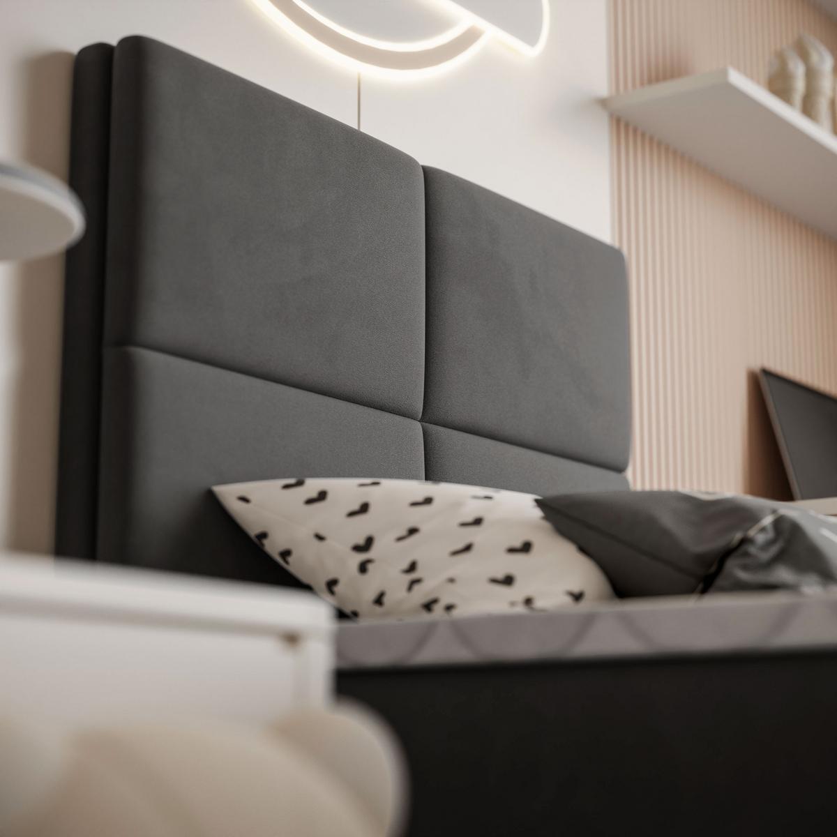 BOXSPRINGBETT Bett CROSS MINI mit Topper 80x200 cm Jasmine 96 - Graphitfarben, Textil - Lookway