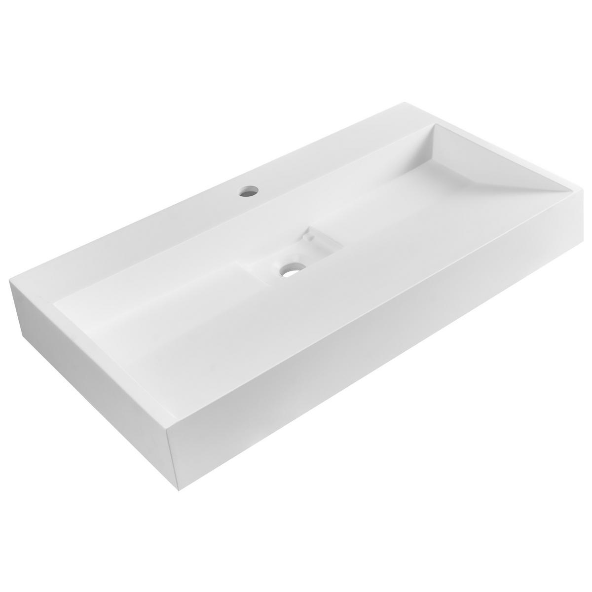 HÄNGEWASCHBECKEN Weiß 80/46 cm Mineralguss Quenko - Weiß, Naturmaterialen (80/12/46cm) - Beliani
